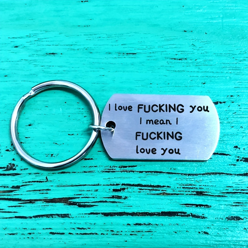 1pc I Love You Keychain Funny Metal Key Ring Purse Bag Backpack Car Charm Earphone Accessory Couples Valentine's Day Gift