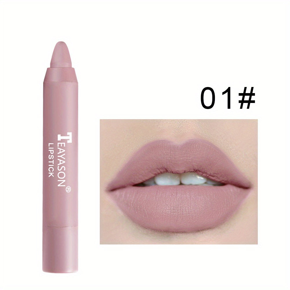 12 colors Matte Moisturizing Lipstick Crayons - Long Lasting, Waterproof, Smooth, Sun Protection, Plumping Effect