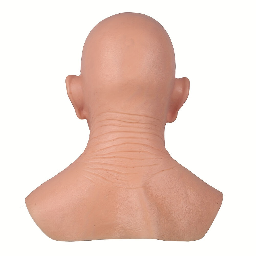 1pc Men's Silicone Old Man Mask, Halloween Hand Made Realistic Cosplay Male Headgear Headwear