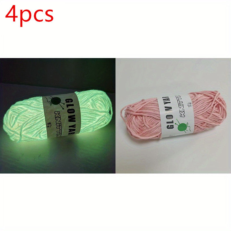 4pcs Glow In The Dark Yarn, 50m\u002Froll DIY Arts Crafts Sewing Supplies For Crocheting