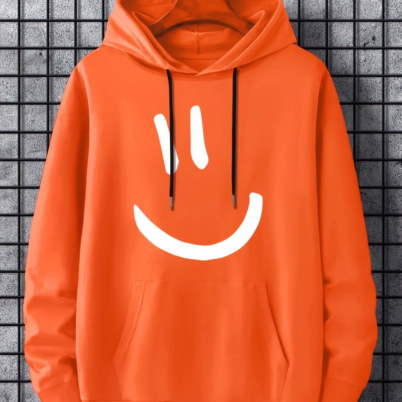 Men's Hoodies, Cute Smile Face Graphic Print Hooded Sweatshirt For Spring\u002Fautumn, Sports Workout Tops For Males, Men's Clothing, Plus Size