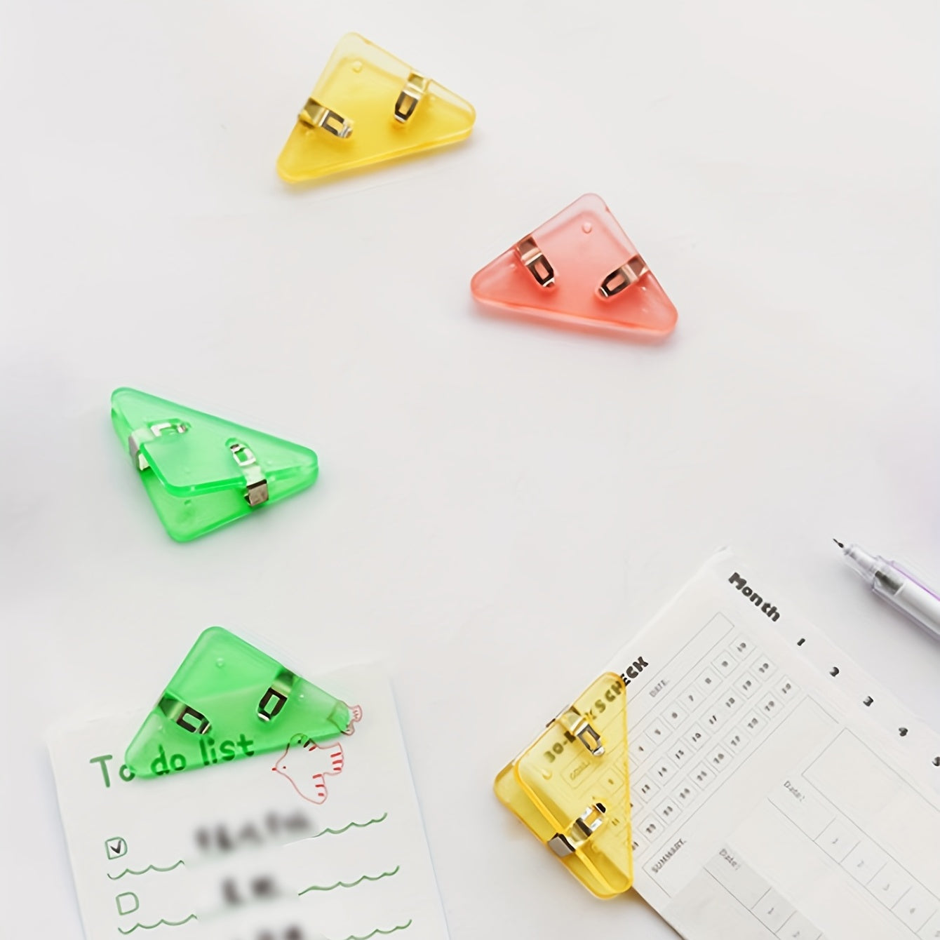 10pcs Multiple Colour Triangle Transparent File Edge Clip, Office School Supplies