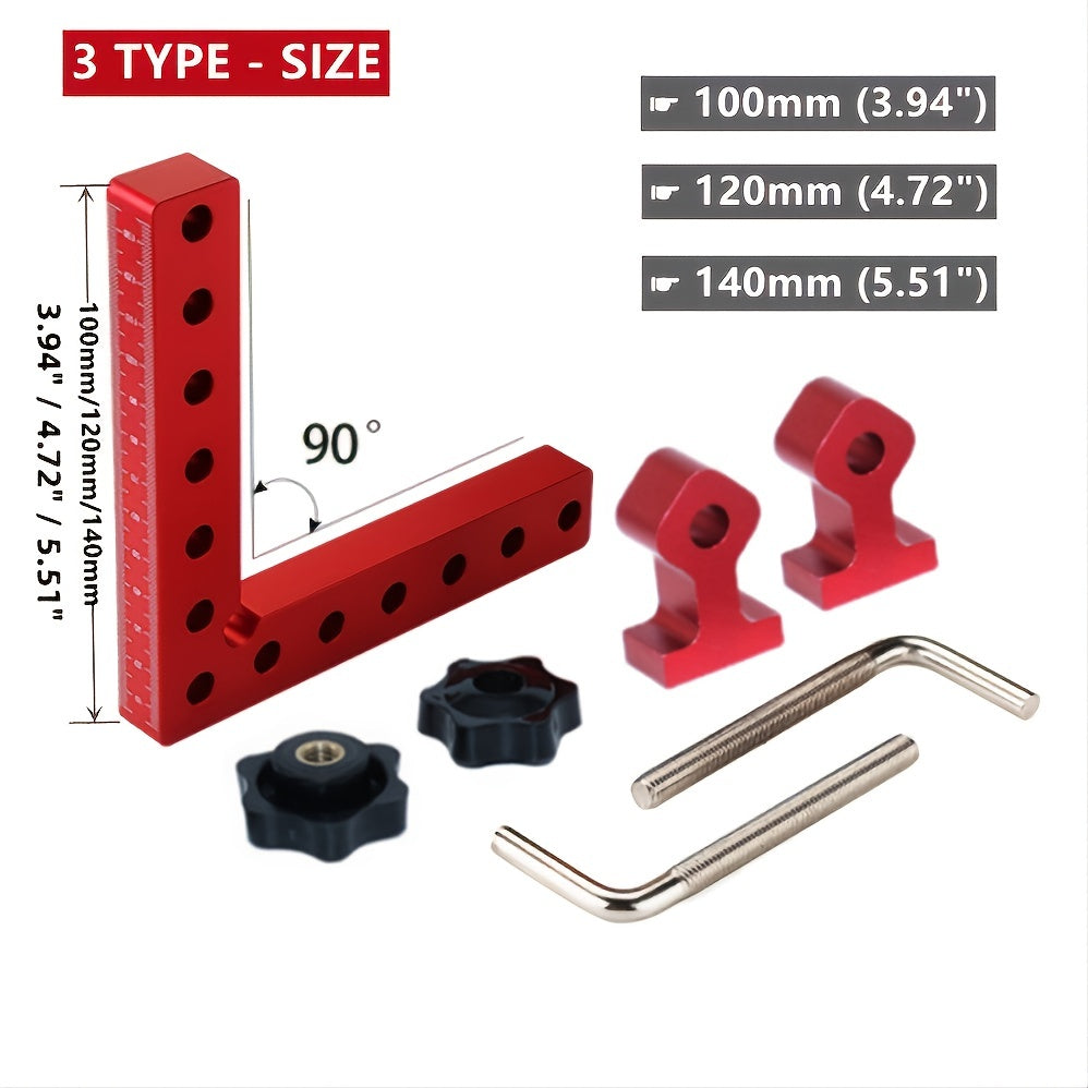 4 Packs, 90 Degree Aluminium Alloy Positioning Squares, Right Angle Clamps,  L-Shaped Corner Clamps, Woodworking Carpenter Clamps