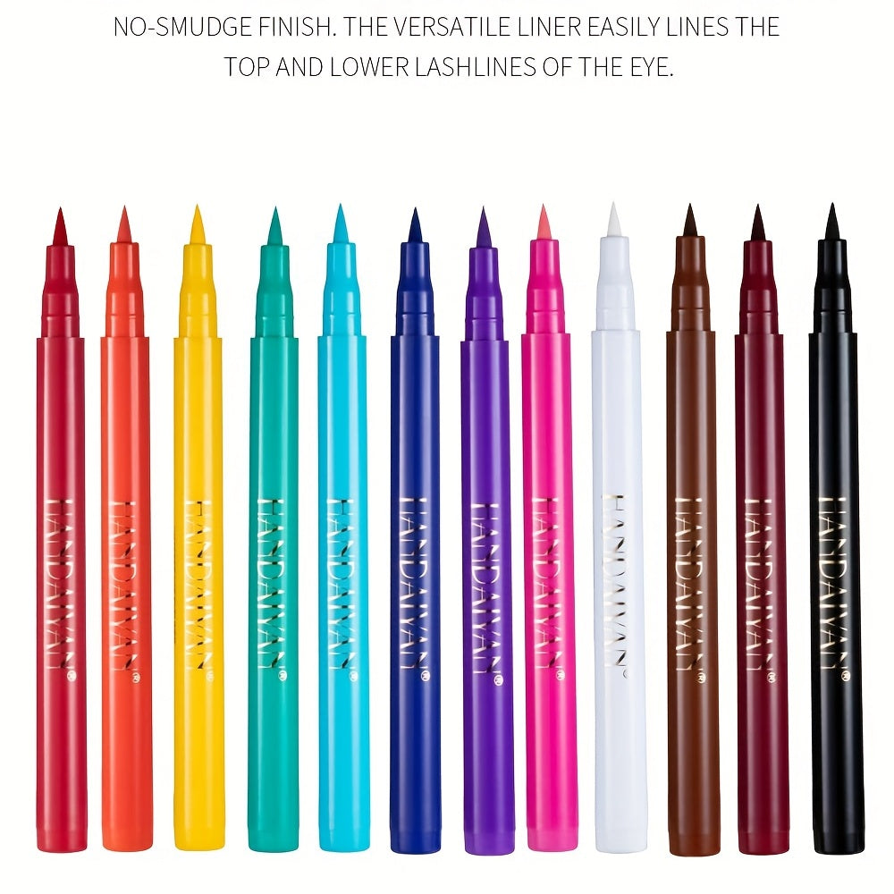 12 Colors Matte Liquid Eyeliner Set Rainbow Colorful Neon Eyeliner Pencil Pigmented Waterproof Smudge Proof Long Lasting Gel Eye Liner Christmas Makeup Gift Kit For Women