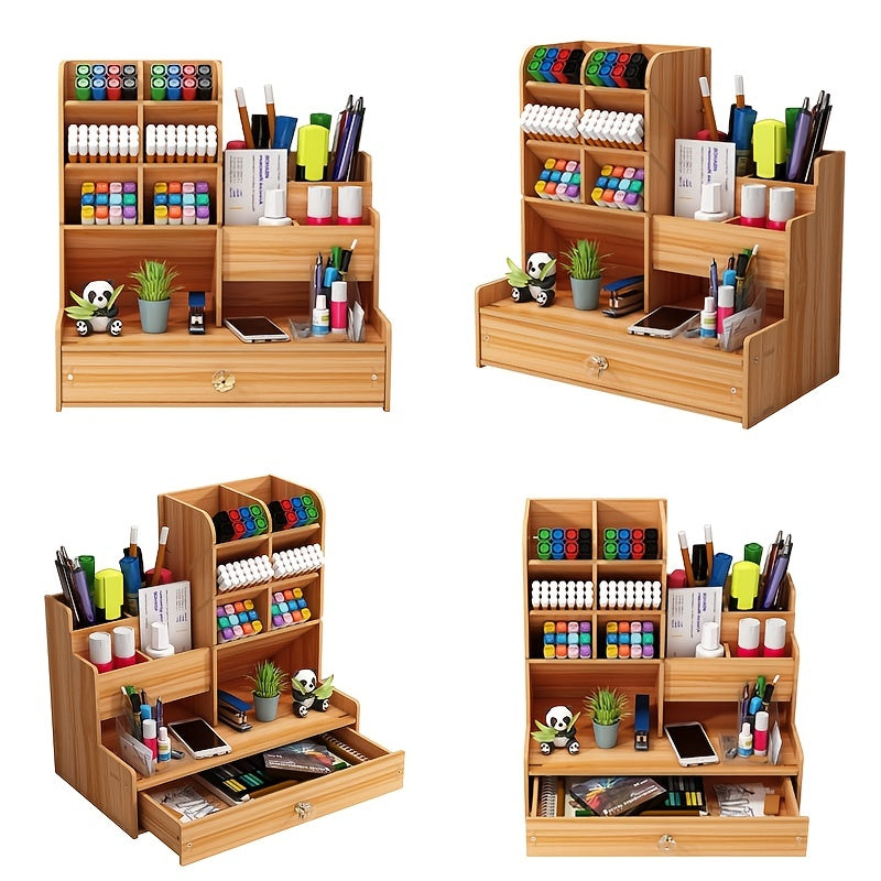 Organisez votre bureau avec cet organiseur de stylos en bois DIY – Porte-stylo multifonctionnel pour le bureau, l&#39;école et la maison !