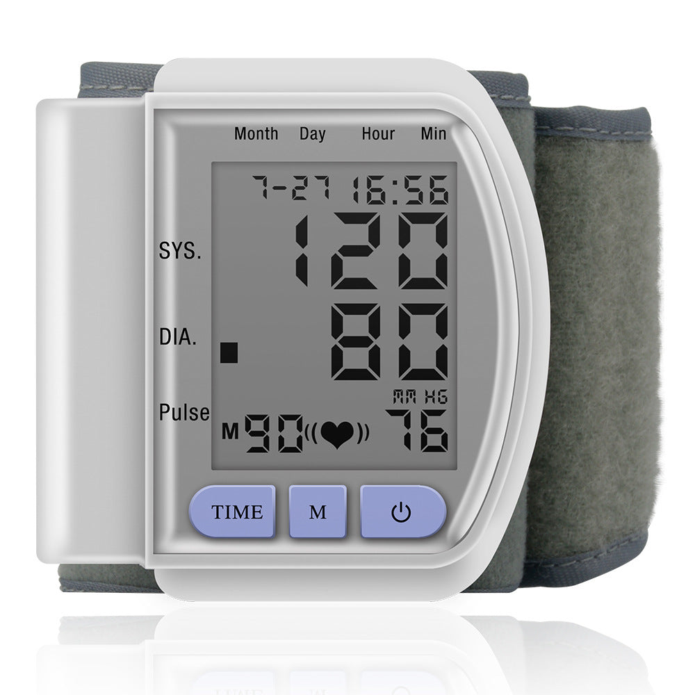 1pc Máquina de presión arterial Muñeca Monitor de presión arterial, LCD Ajustable Brazalete de Muñeca Monitor de Pulso con Detección Irregular de los Latidos del Corazón, Batería no incluida