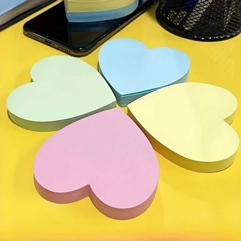 400pcs Sticky Notes, Sticky Note Paper, Multi-color Heart-shaped Sticky Memo, Cute Self-adhesive And Removable, Suitable For Office, School (100 Sheets\u002Fbook)