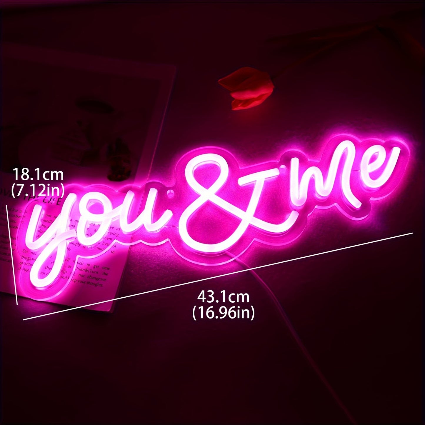 1pc You And Me Led Neon Light, USB Powered Romantic Neon Sign For Wedding Party Birthday Party Decorations