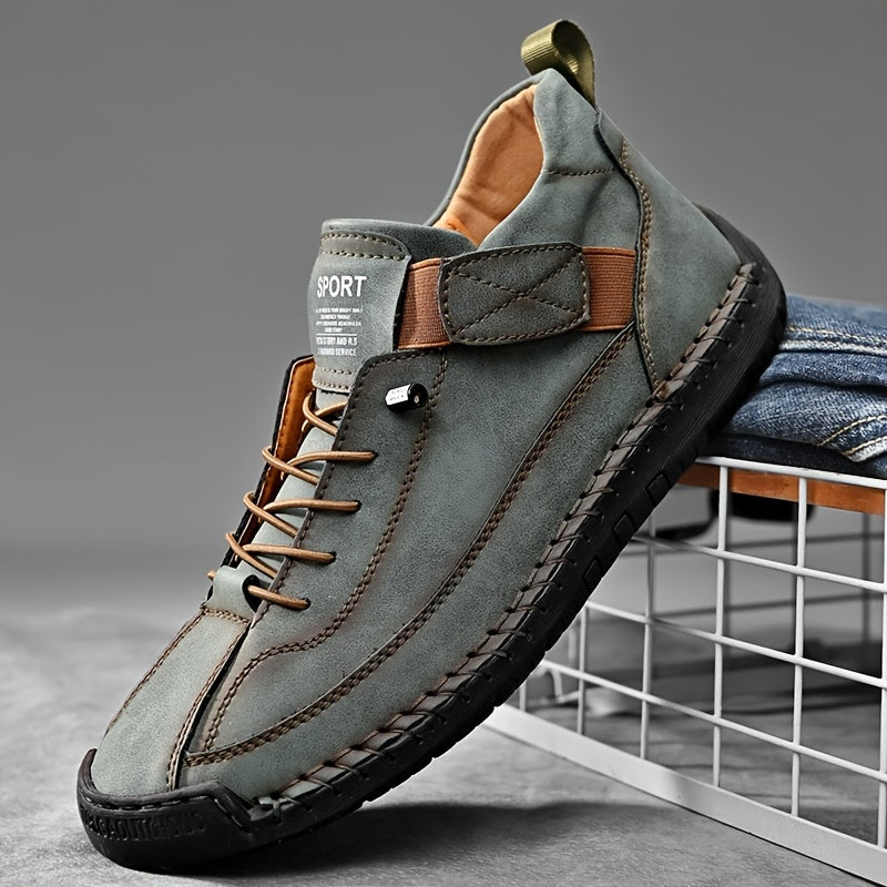 Tênis masculino com cadarço – Sapatos casuais de caminhada até o tornozelo – Confortáveis e respiráveis