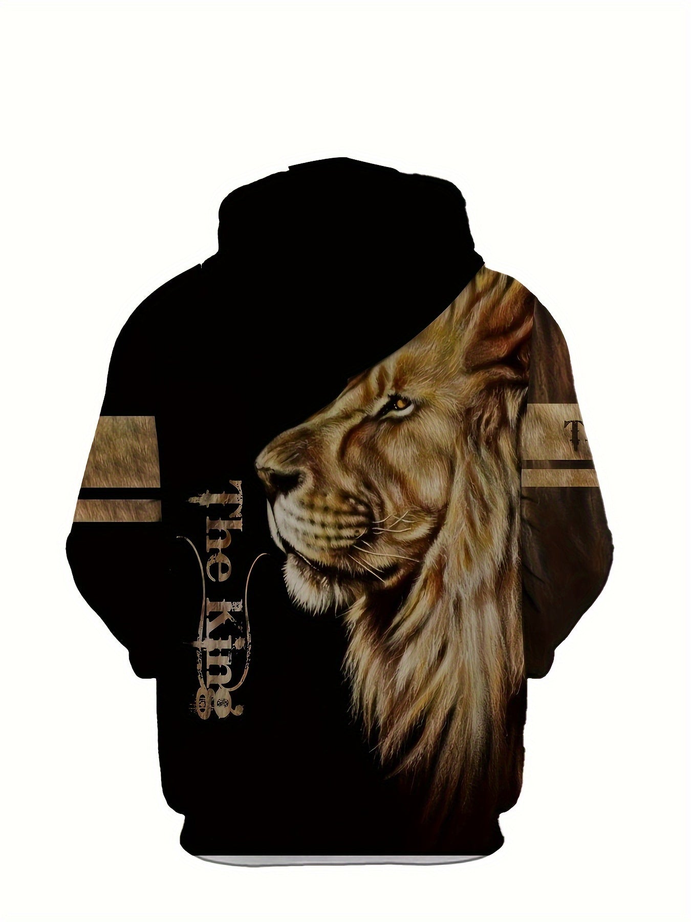 Men's Lion The King Pattern Fashion Novelty Pajamas Loungewear Set, Hoodie And Sweatpants Set, Long Sleeve Sweatshirts Jogger Pant, Outfits For Men