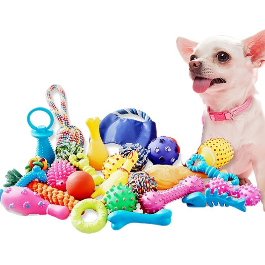 10pcs Random Color Pet Toys Set Squeaky Enamel For Cat Dog Molar Teeth Cleaning Durable Chew Toy Training Balls