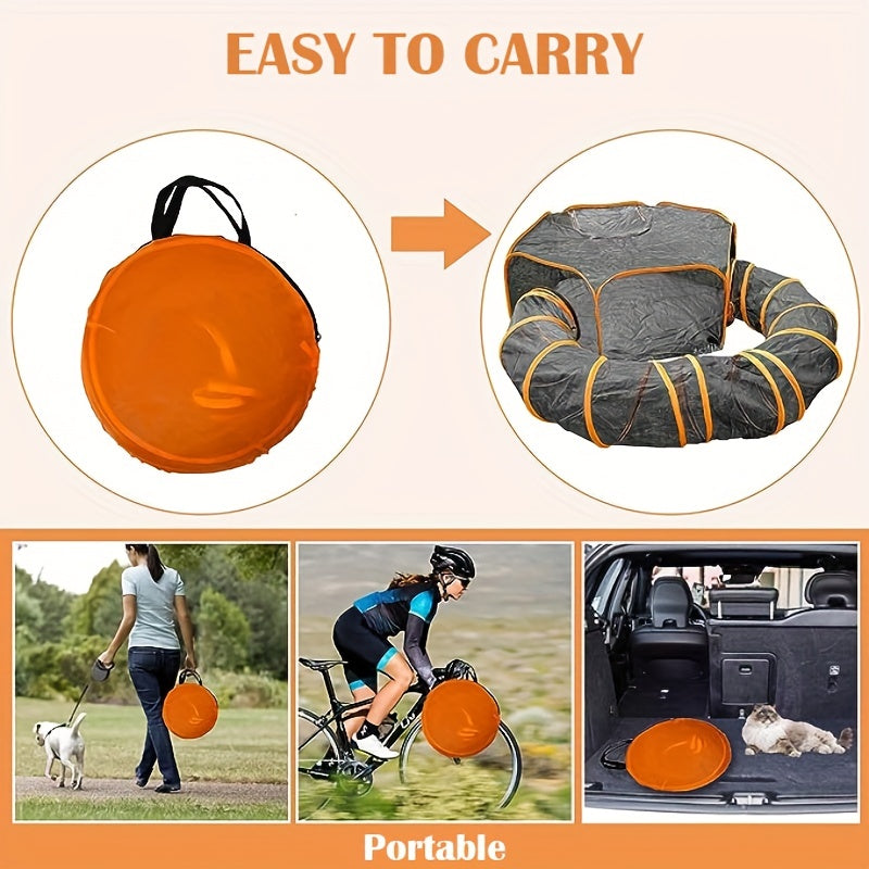 Portable Cat Enclose Tunnel Dog Training Tunnel Foldable Storage Tunnel Pet Toys Play Tunnels For Cat Interactive Toy