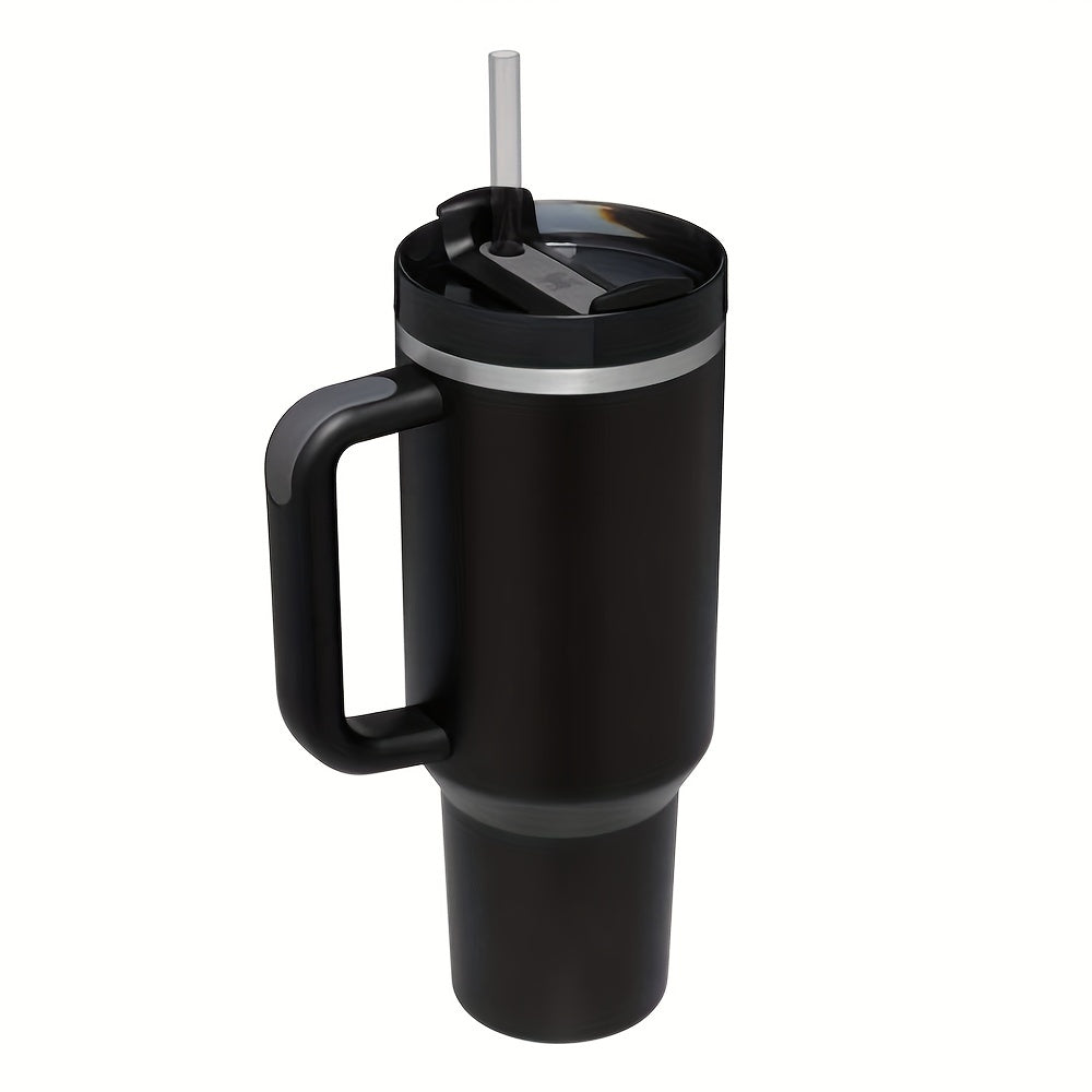 Grande tasse isolée en acier inoxydable de 40oz avec poignée portable et paille-Gardez les boissons froides pendant des heures, guidon double couche amélioré pour une prise en main confortable, conception étanche-Cadeau parfait pour les amateurs de plein 