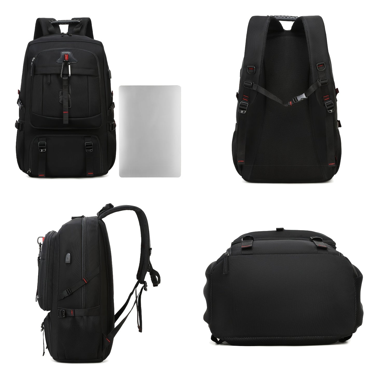 13.21gal Waterproof Travel Backpack, Large Capacity 17inch Laptop Schoolbag, Carry On Luggage Rucksack With Shoes Compartment