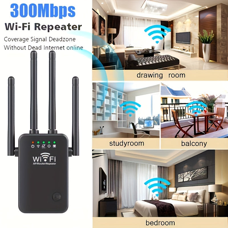 US Plug WiFi Extender Signal Booster Up To 2640sq.ft And 25 Devices, Wi-Fi Range Extender, Wireless Internet Repeater, Long Range Amplifier With Ethernet Port, 1-Tap Setup, Access Point