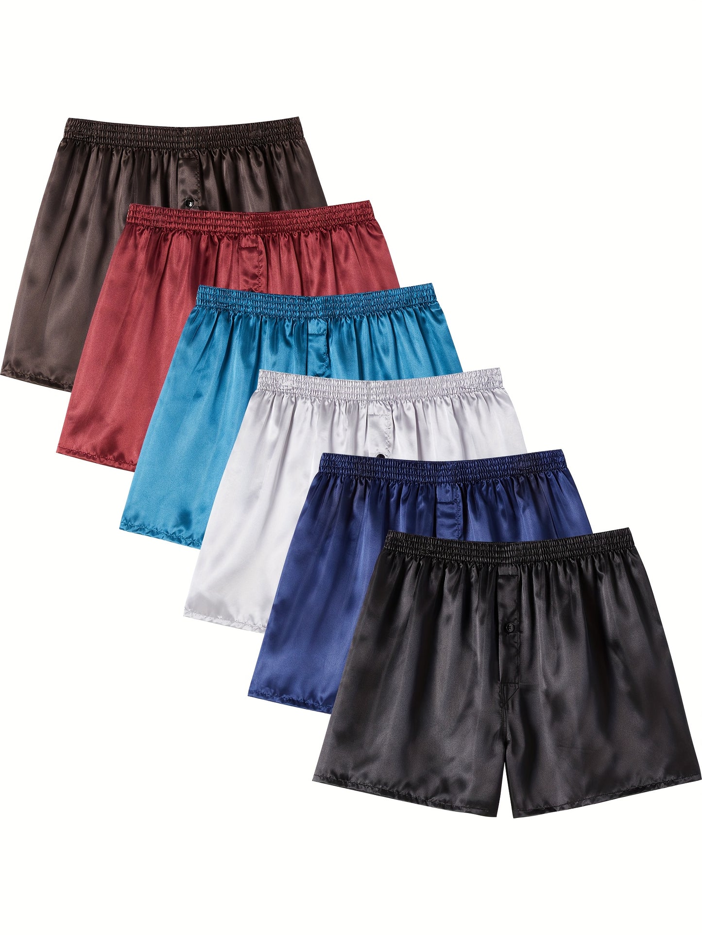 Shorts solides de 6PCs des hommes plus de taille, shorts occasionnels de sports occasionnels de mode pour de grands et grands mâles, habillement des hommes