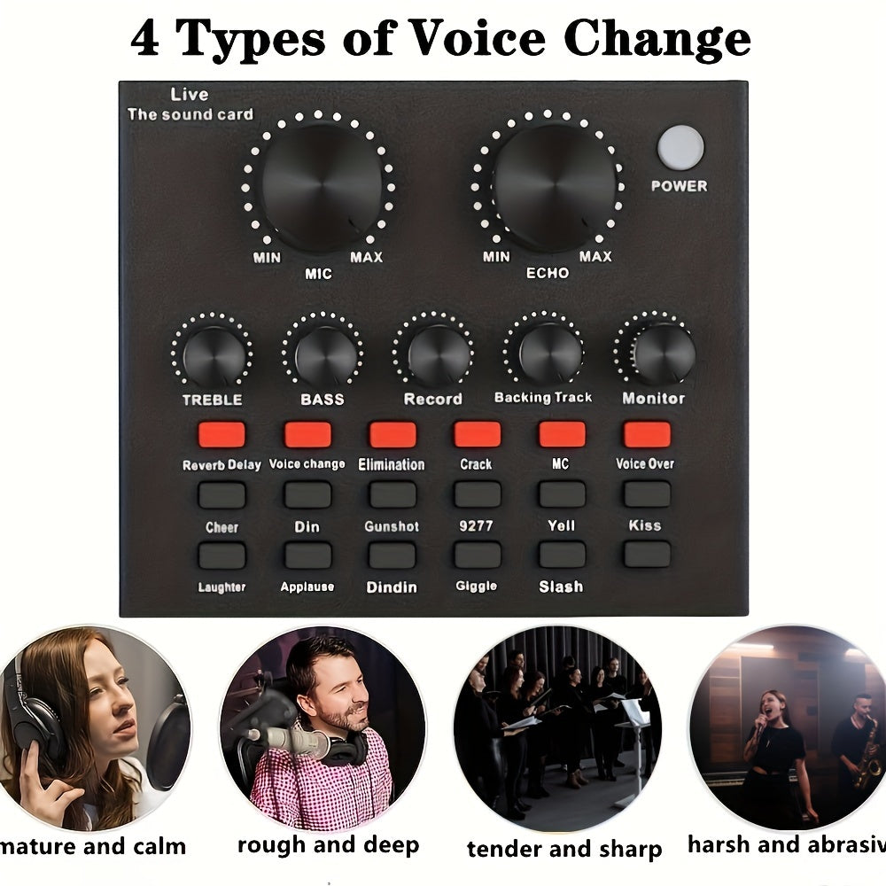 Ensemble d'équipement de podcast, avec microphone de podcast BM800 et carte son V8, changeur de voix-Interface audio-Parfait pour l'enregistrement, le chant, le streaming et les jeux