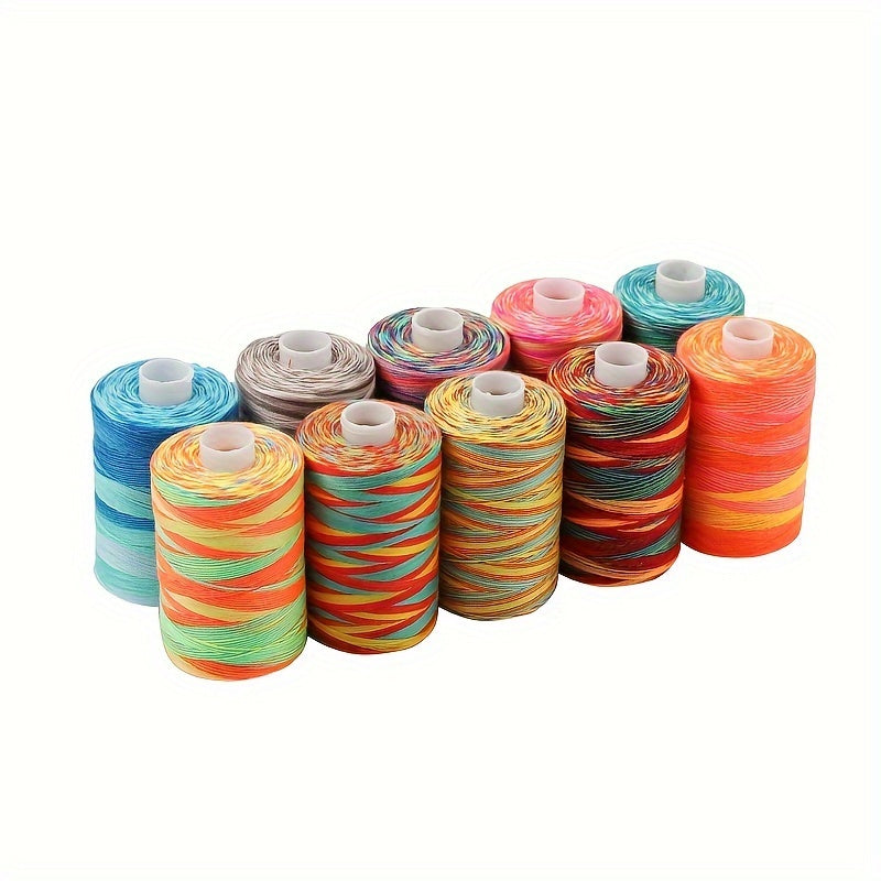 10pcs 1000Yards 402 Polyester Thread Sewing&Quilting Hand Stitch Section-Dyed Rainbow Sewing Thread For Needlework & Machine