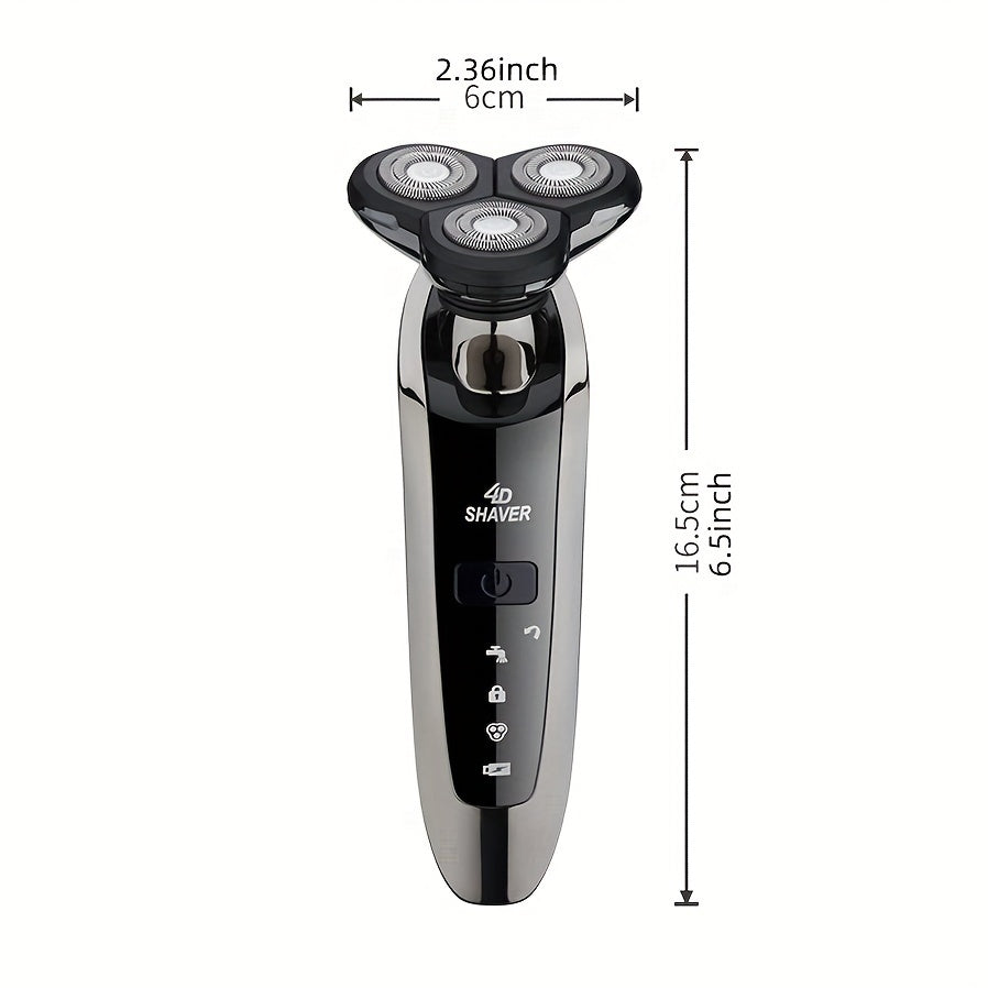 Rechargeable Waterproof Electric Shaver Razor for Men with Nose and Sideburn Trimmers and Face Cleaning Brush - Achieve a Smooth and Clean Shave