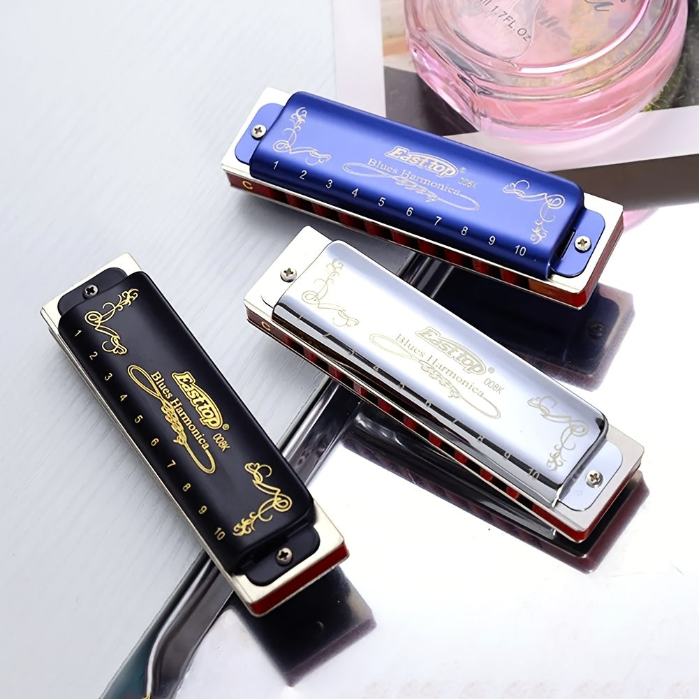 East Top Harmonica: 10 Holes, 20 Tones, Key Of C - Perfect For Professionals, Beginners & Students!