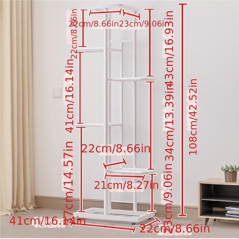 1pc 5 capas hierro forjado estante de la flor con 6 ollas-perfecto para balcón, plantas suculentas y decoración del hogar-Simple planta de montaje soporte para sala de estar