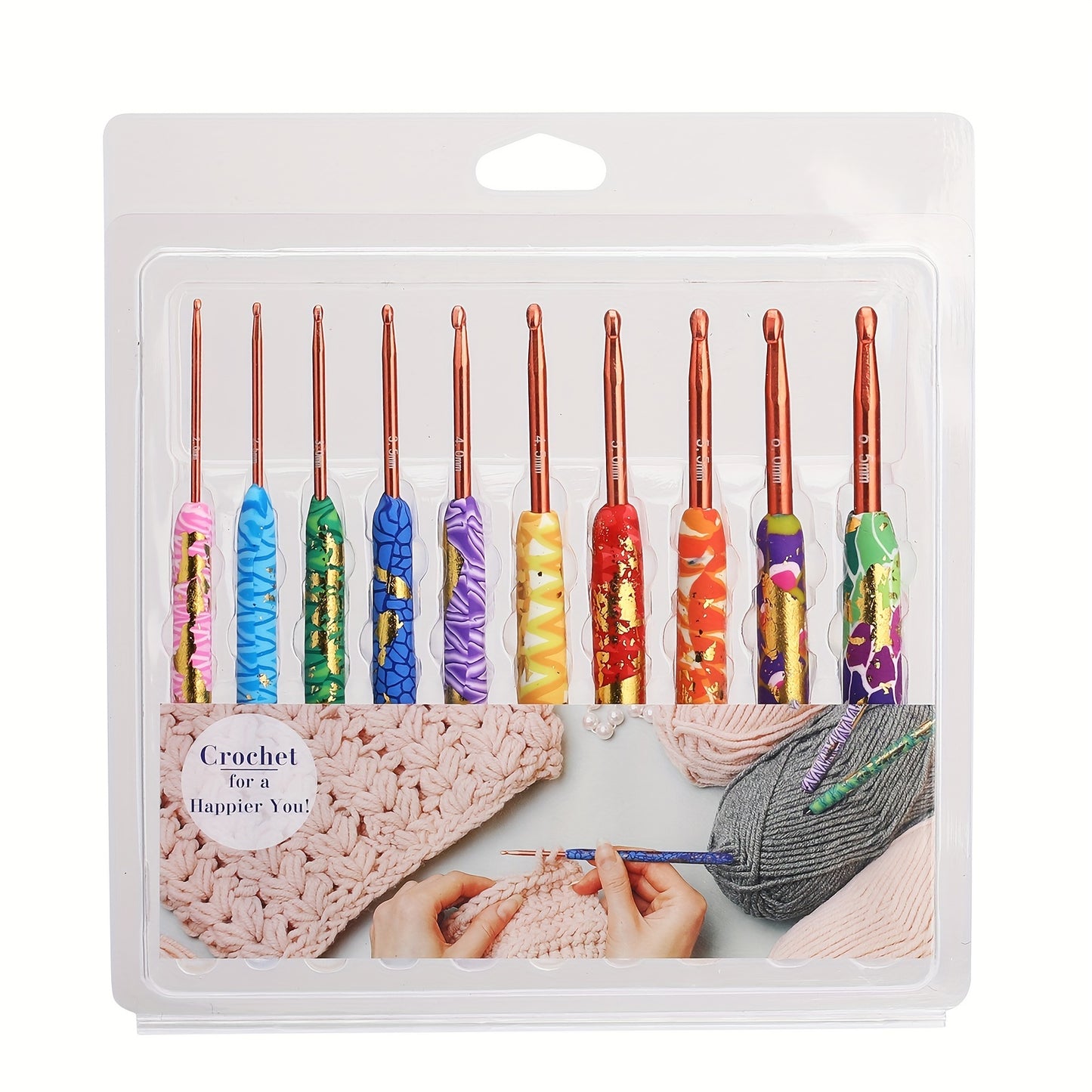 10pcs Handmade 2mm-6.5mm Sewing Crochet Kit, Wool Crochet Set, Ergonomic Soft Grappling Crochet Art Yarn Craft Knitting Crochet Supplies, Halloween Gift, New Year's Gift, Christmas Gift, Gift For Mom, Gift For Wife