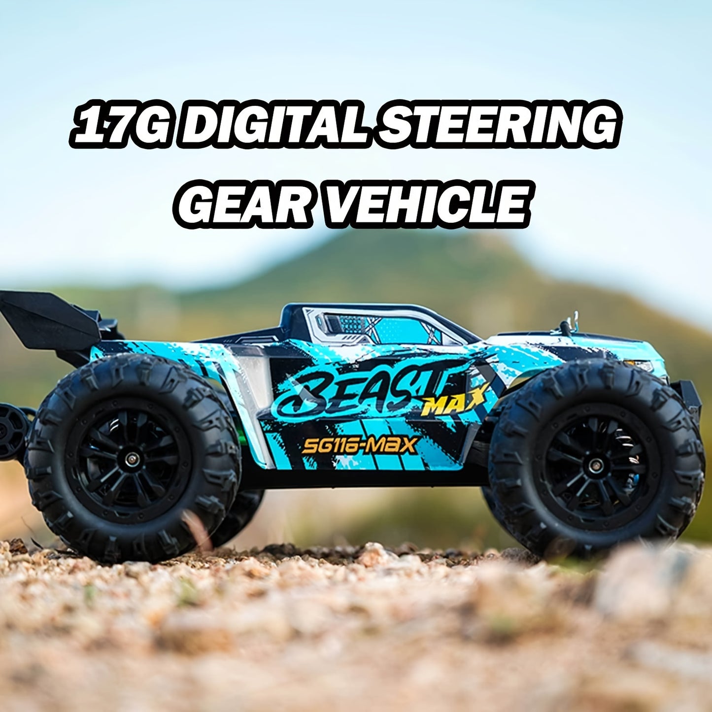 Escala del 1:16 todos los coches rápidos sin cepillo del terreno RC, camión de alta velocidad de 4WD Off Road con el modo ligero de 3 LED, tiempo que juega de 40 minutos, el vehículo de la dirección de 17G Digitaces juega regalos