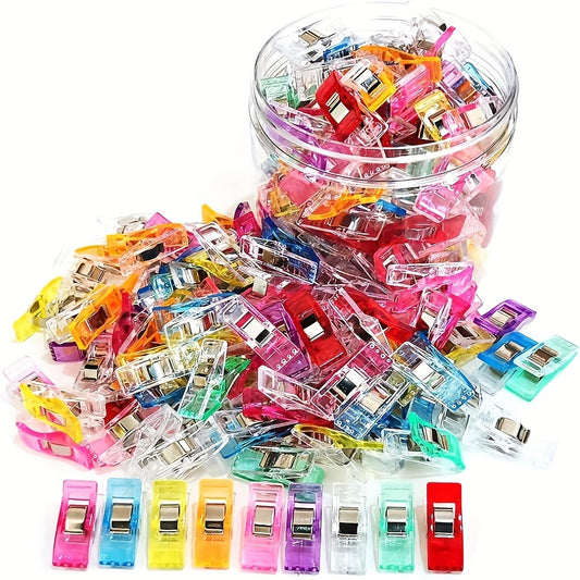 100pcs Sewing Clips With Plastic Box, Premium Quilting Clips For Supplies Crafting Tools, Assorted Colors Plastic Clips For Crafts, Plastic Clip For Craft,Sew Clip,Sew Clips,Sewing Notions