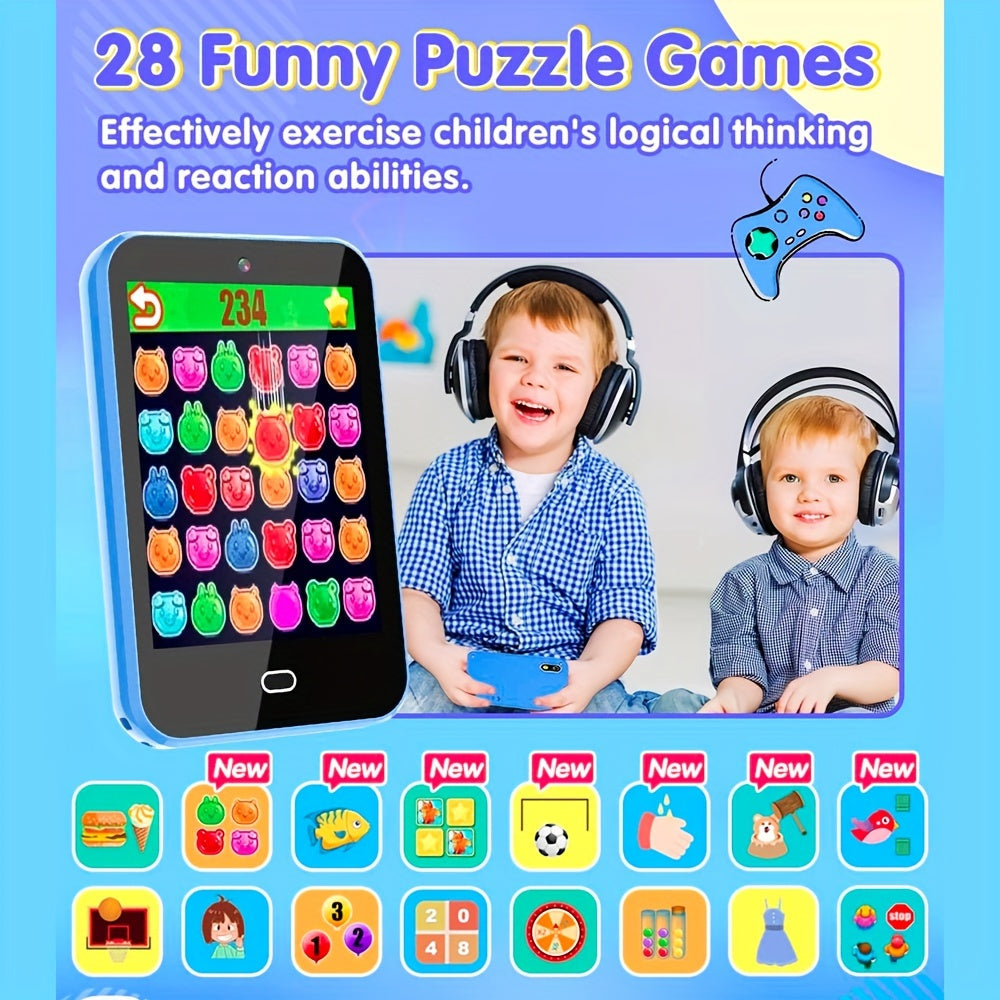 Kids Smart Phone Toys For Kids Gifts,Music Player With Dual Cameras ,28 Puzzle Games, Flashlight Alarm Pedometer Stories Sight Words Learning Toys For 3-12 Year Old Boys And Girls Gift With 8G SD Card