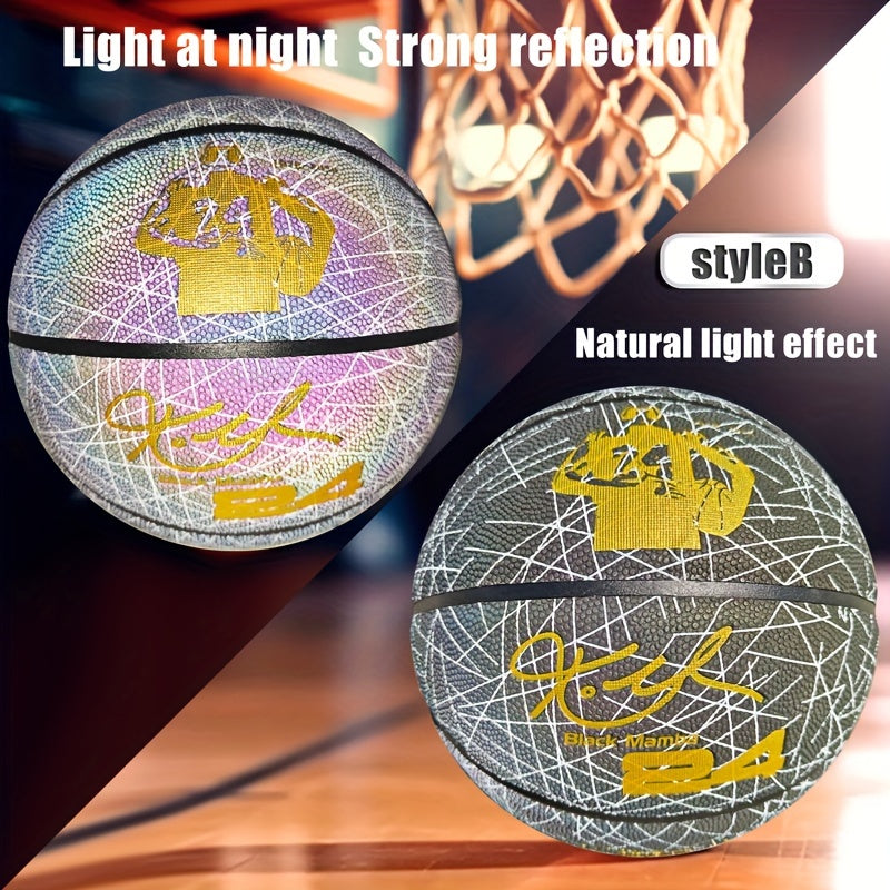 1PC Size 7 Basketball, Reflective Colorful Basketball, Anti Slip Wear-resistant Basketball For Match Training