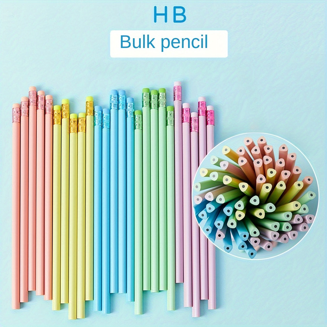 HP Pencil 300pcs, Wooden Pencils In Bulk With Eraser Heads In Various Colors, School Supplies, Student Rewards, Stationery Party Gifts