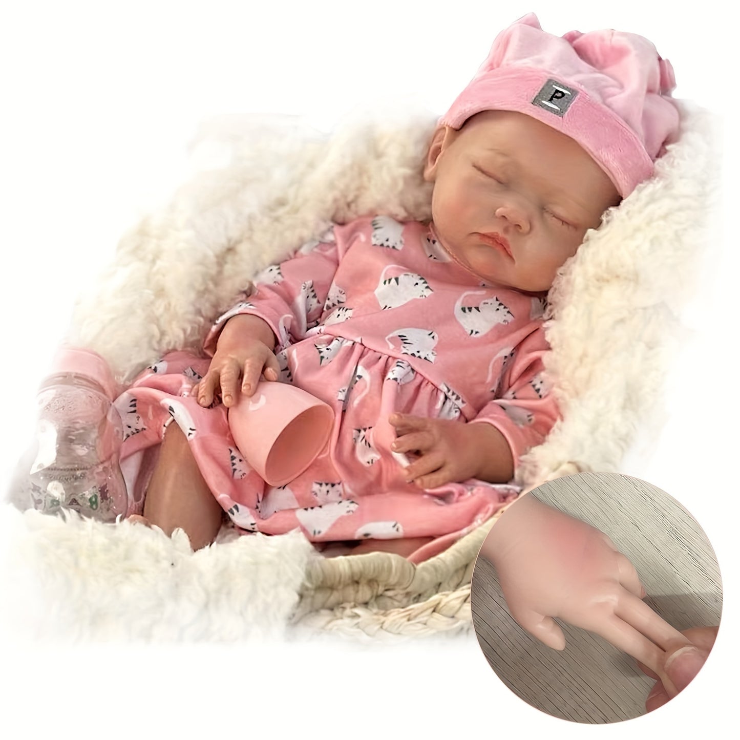 17.72inch Sleeping Girl Silicone Reborn Dolls Full Body Soft Solid Silicone Bebe Reborn Doll Artist Painting Baby Dolls For Family's Gift Corpo De Silicone Inteiro Muñeca