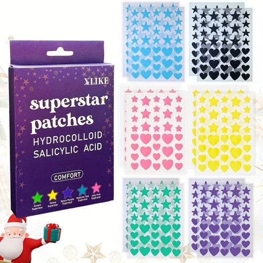 Acne Patch (432 Pieces) Tea Tree Oil Facial Water Gel Acne Patch Heart Shape Acne Patch For Men And Women Pimple Patch Christmas Star Gift Halloween Gift