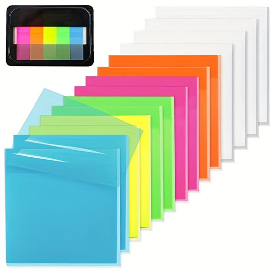 800 Sheets Transparent Sticky Notes, 3x3 Inch 14 Pads +1pc Index Sticker Translucent Clear See Through Post Sticky Notes For 2023 Planner Office School College Teacher Student Supplies 6 Bright Color