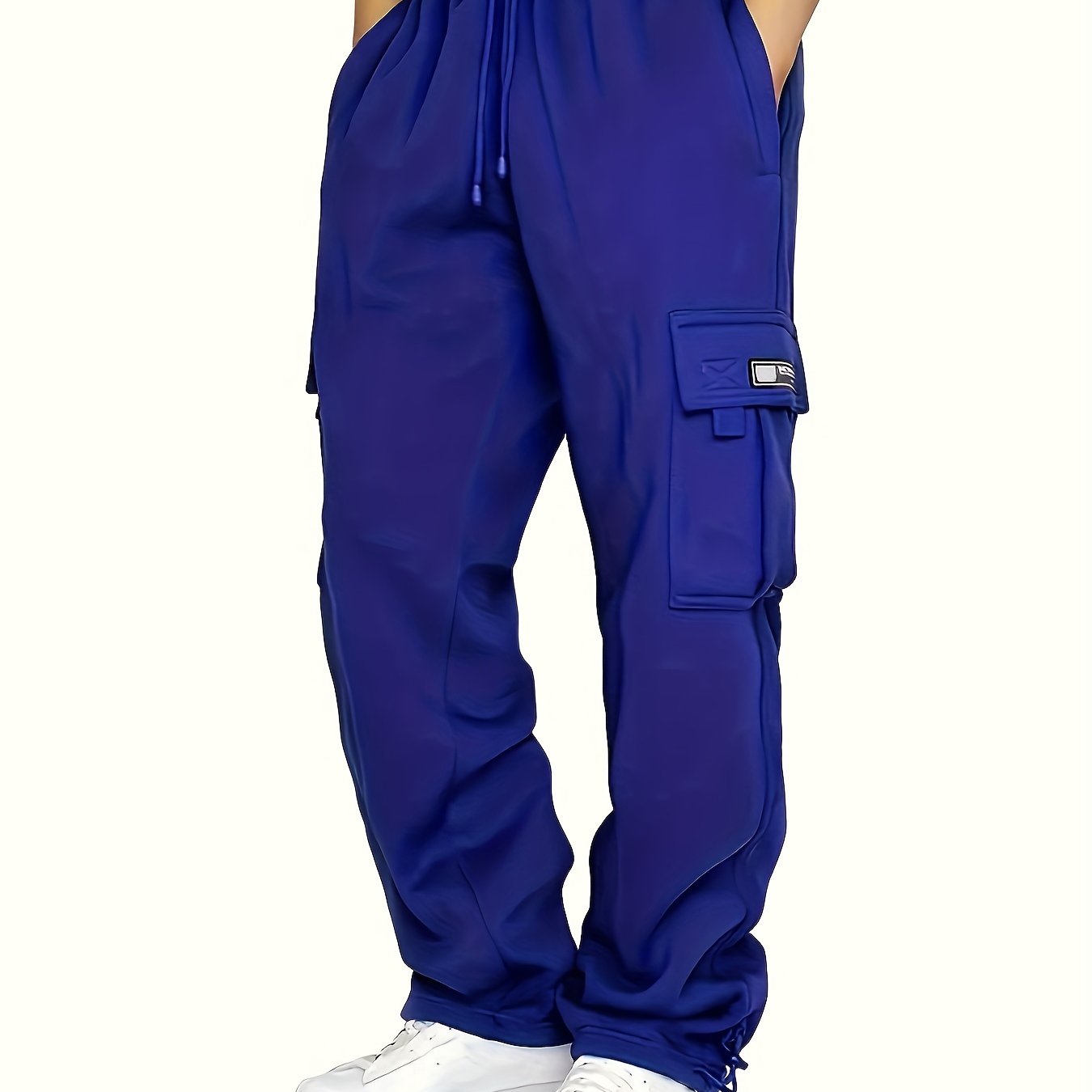 Men's Multi Pocket Cargo Pants, Casual Loose Fit Sports Pants