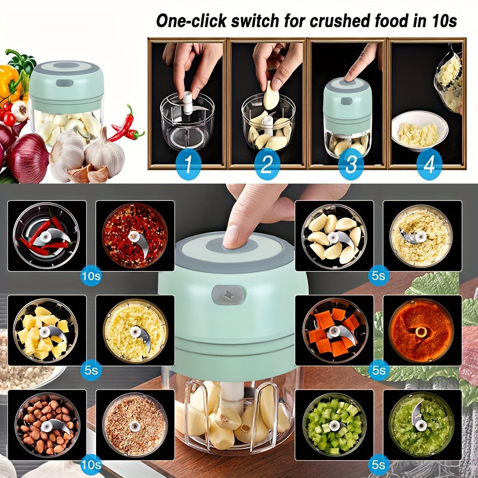 1 Piece Of 8.45oz Capacity, USB Rechargeable Cooking Machine, Kitchen Garlic Mixer, Electric Shredder, Small Automatic Cooking Machine, Multi Scene Use Tools, Various Colors,