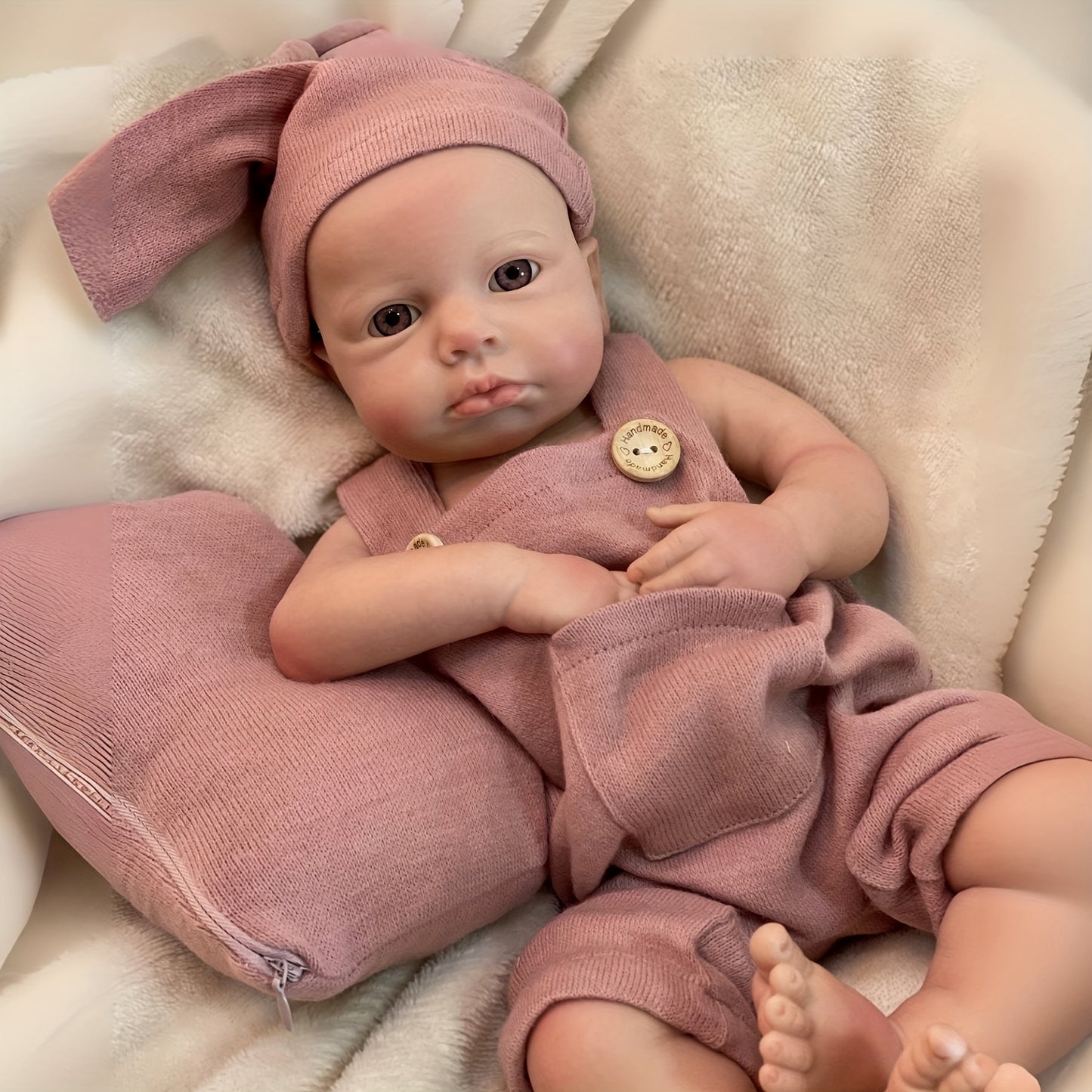 17.72inch Open Eyes Full Body Solid Platinum Silicone Bebe Reborn Girl With Artist Oil Painted Skin Handmade Soft Toch Silicone Reborn Doll Can Have Bath Reborn Doll Toy For Christmas Gift