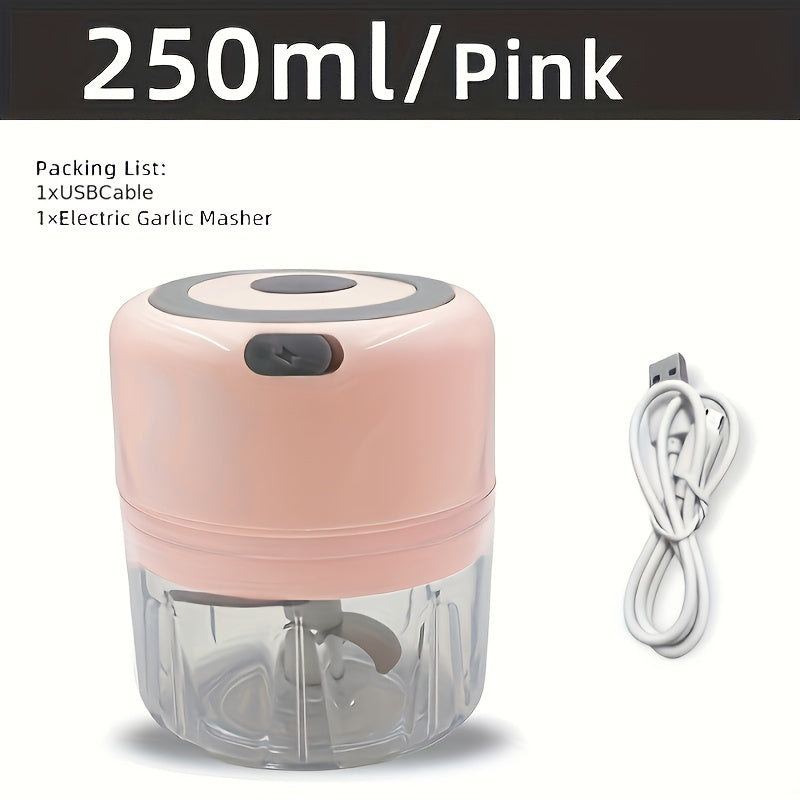 1 Piece Of 8.45oz Capacity, USB Rechargeable Cooking Machine, Kitchen Garlic Mixer, Electric Shredder, Small Automatic Cooking Machine, Multi Scene Use Tools, Various Colors,