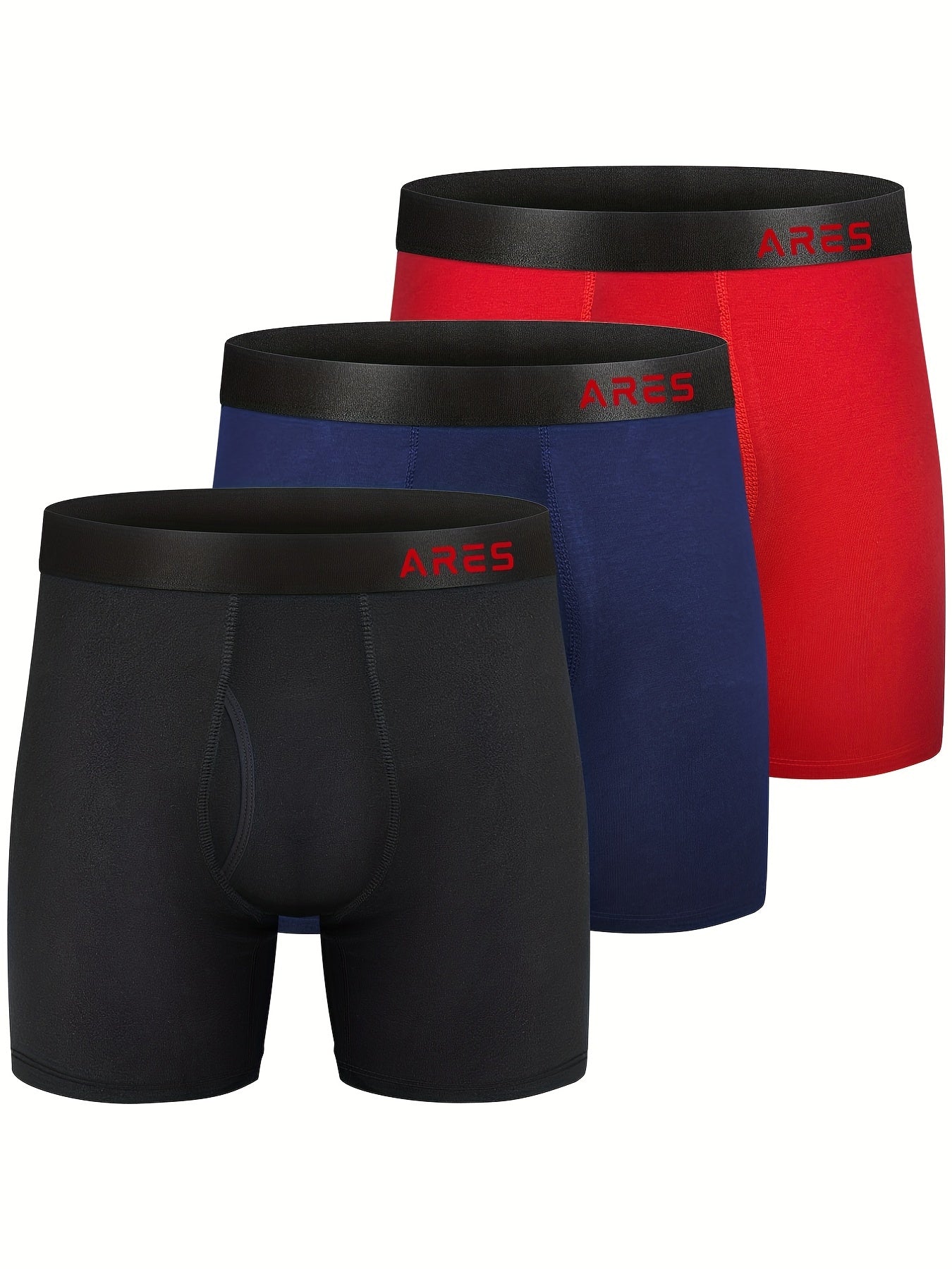 3 Stück Herren Bambus bequeme Seide lange Boxershorts, Mode Sport Slips, atmungsaktive bequeme Unterwäsche