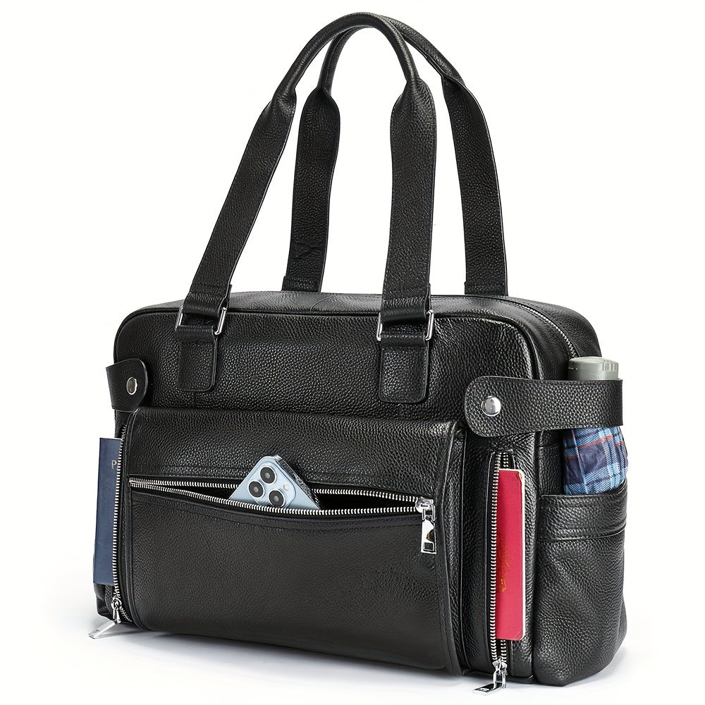 1pc Men's Genuine Leather Business Handbag, Laptop Storage Travel Bag
