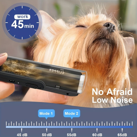 Rechargeable Electric Dog Grooming Kit: Quiet Clipper, Nail Grinder & Trimmers - Perfect for Your Pet!