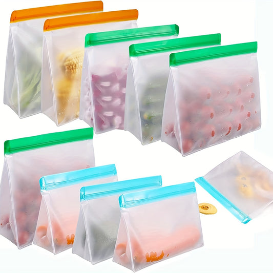 Reusable Silicone Food Storage Bag, Leak Proof And Reusable Freezer Bag, Travel\u002Fhome Storage Bag -1 Reusable Gallon Bag\u002F1 Reusable Sandwich Bag\u002F1 Reusable Snack Bag (excluding Bisphenol A)