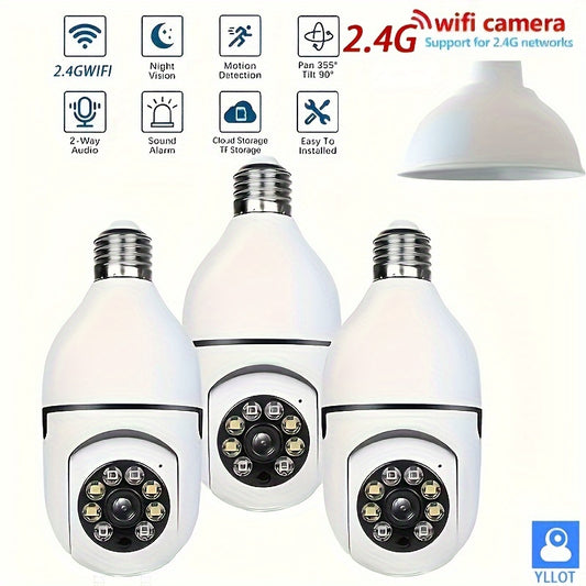 Smart Home Security Camera: High-definition WiFi E27 Bulb Camera, 2.4G, Bidirectional Audio, Visual Active Defense And Alarm Notification - Excluding SD Card
