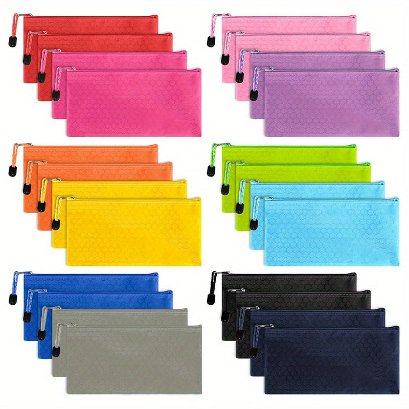 24 pochettes à crayons, pochette à crayons à fermeture éclair de taille A6 pour fournitures de bureau, accessoires de voyage papeterie, 12 couleurs