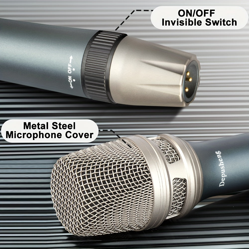 Depusheng C90 Professional Dynamic Vocal Microphone - Moving Coil Dynamic Cardioid Unidirectional Handheld Microphone With ON\u002FOFF Switch Includes 177in XLR Audio Cable To 1\u002F4'' Audio Connection