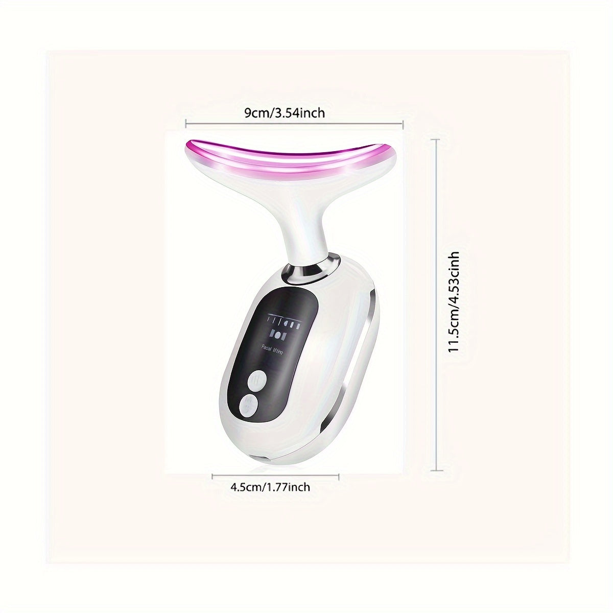 Neck Beauty Instrument, Triple Colour Light Face & Neck Massage Beauty Instrument USB Rechargeable, White, Gift For Women