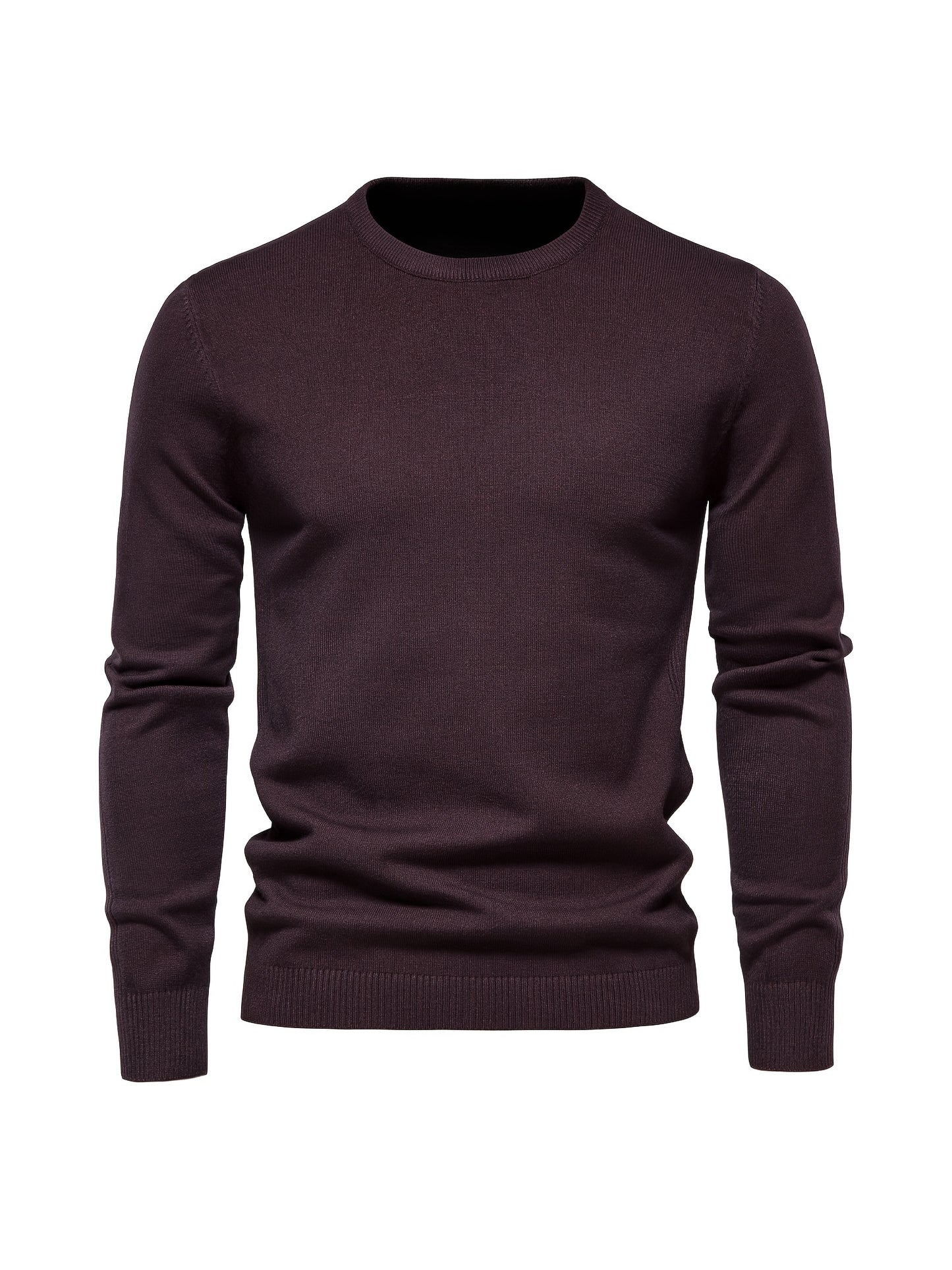 Couleur unie ras du cou des hommes Slim Fit Pull en tricot