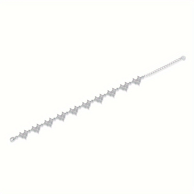 1ct * 30 pulsera cuadrada de moissanite 1pc, 925 plata esterlina pulsera de tenis para mujer Hip-hop personalidad pulsera de tenis de lujo regalo de aniversario de boda de San Valentín, con certificado