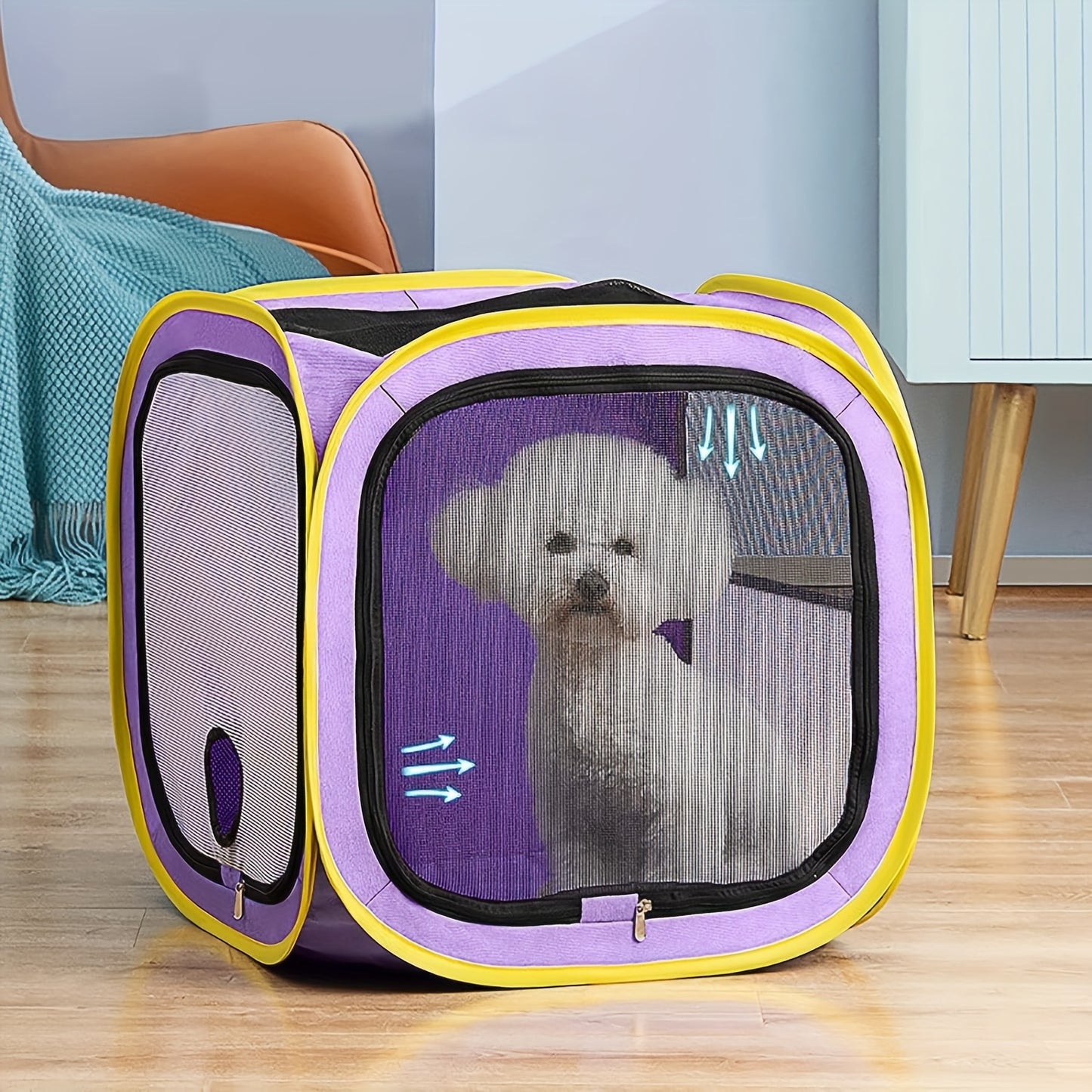 Boîte de séchage pour chien, Cage de sèche-cheveux portable pour animaux de compagnie, Boîte de séchage pliante pour chien, Boîte de séchage anti-cheveux pour chiens et chats de petite et moyenne taille