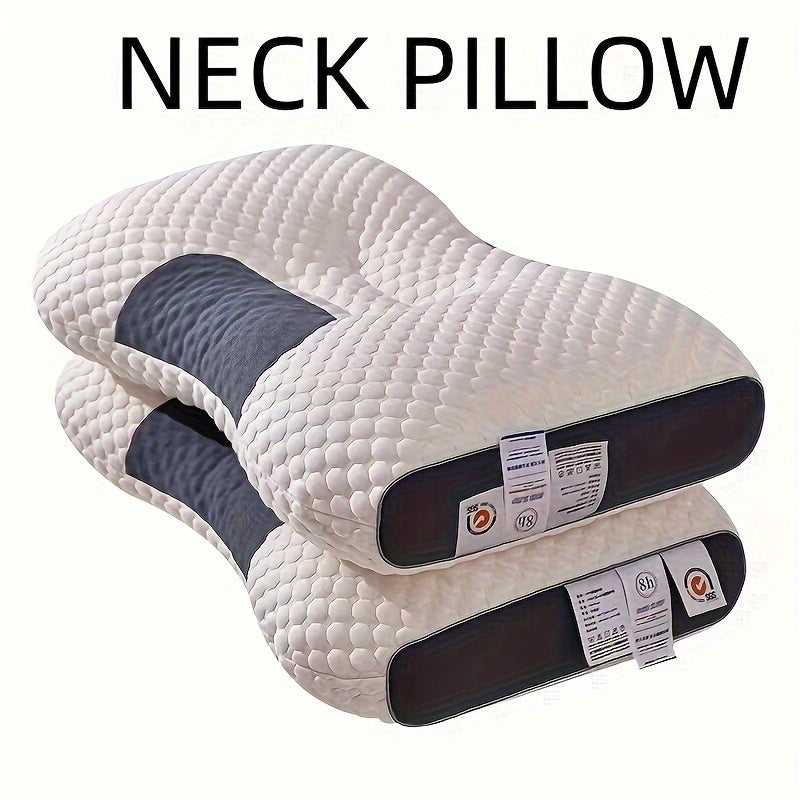 1pc Knitted Cotton Thin Pillow With Cervical Neck Protection, Sleep Massage Pillow Core, Moisture Absorbing Breathable Antibacterial Household Bedding Pillow Suitable For Living Room, Bedroom, Home Decoration